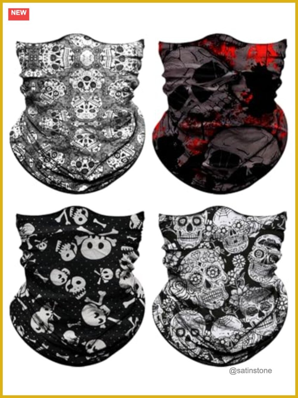 Neck Gaiter Face Mask Multifunctional Headwear Headband for Men Women, 4 Pack,